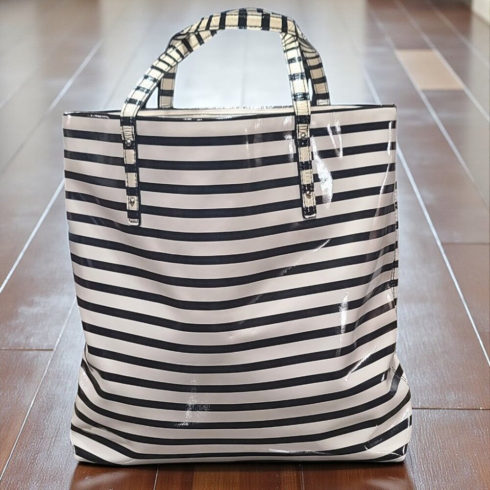 Kate Spade Penn Valley Cream & Brown Stripe Shopper Tote | Classic & Spacious - Picture 4 of 9